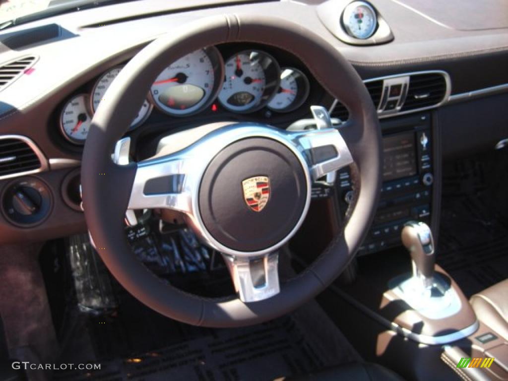 2011 Porsche 911 Turbo S Cabriolet Cocoa Steering Wheel Photo #48482565