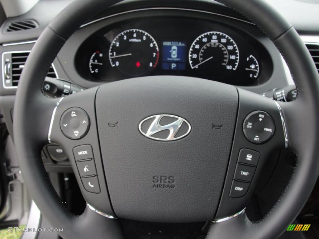 2011 Hyundai Genesis 3.8 Sedan Jet Black Steering Wheel Photo #48484509