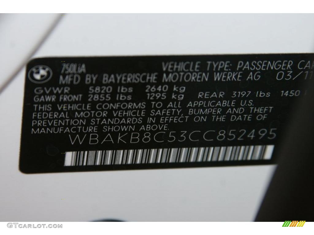 2012 7 Series 750Li Sedan - Alpine White / Black photo #6