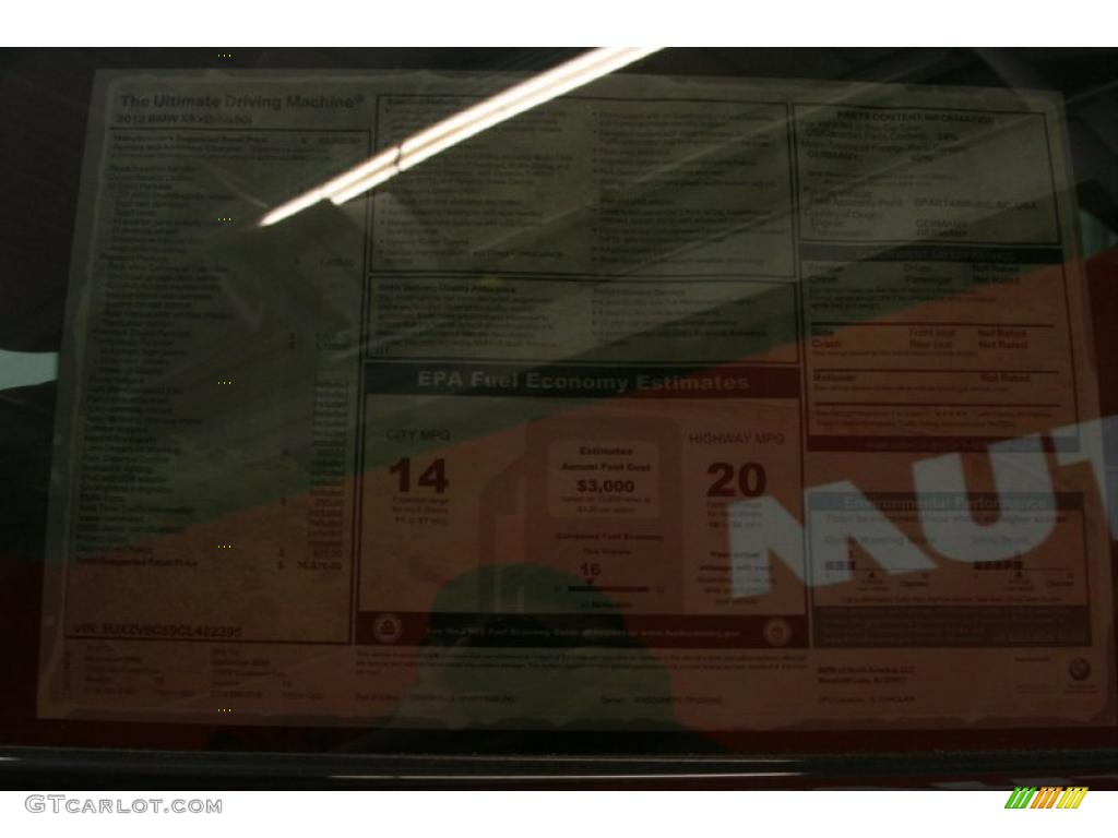 2012 BMW X5 xDrive50i Window Sticker Photo #48490330