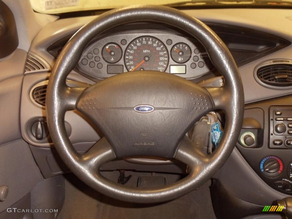 2001 Ford Focus LX Sedan Medium Graphite Grey Steering Wheel Photo #48494971