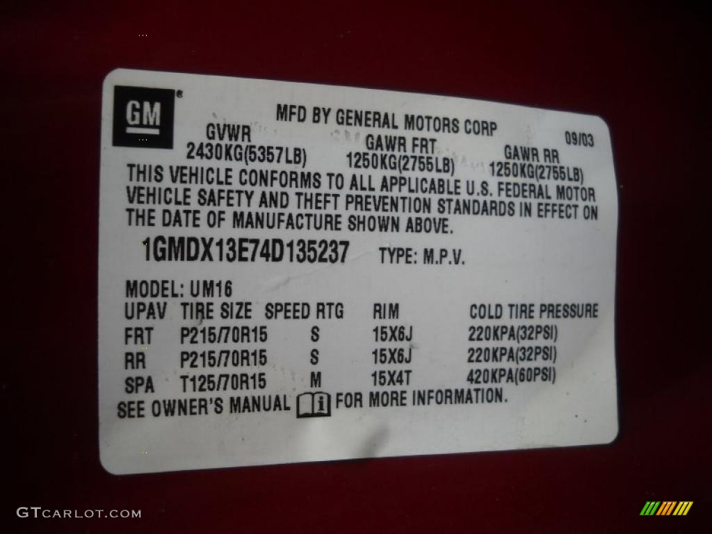 2004 Montana  - Sport Red Metallic / Gray photo #14