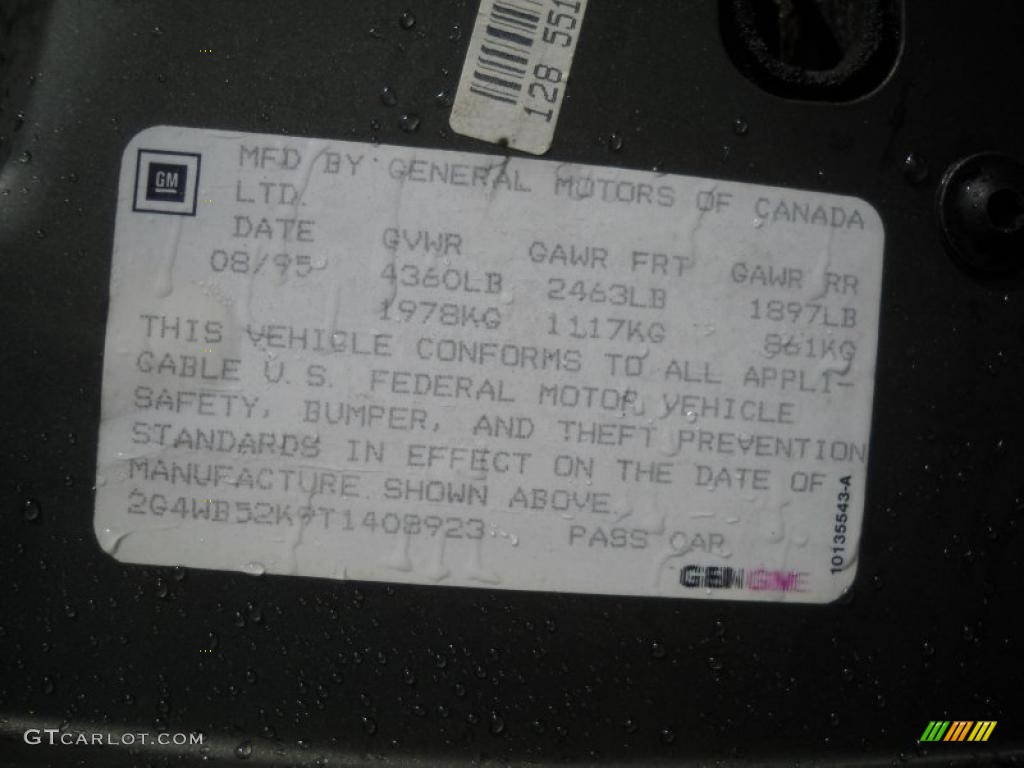 1996 Buick Regal Custom Sedan Info Tag Photo #48495343