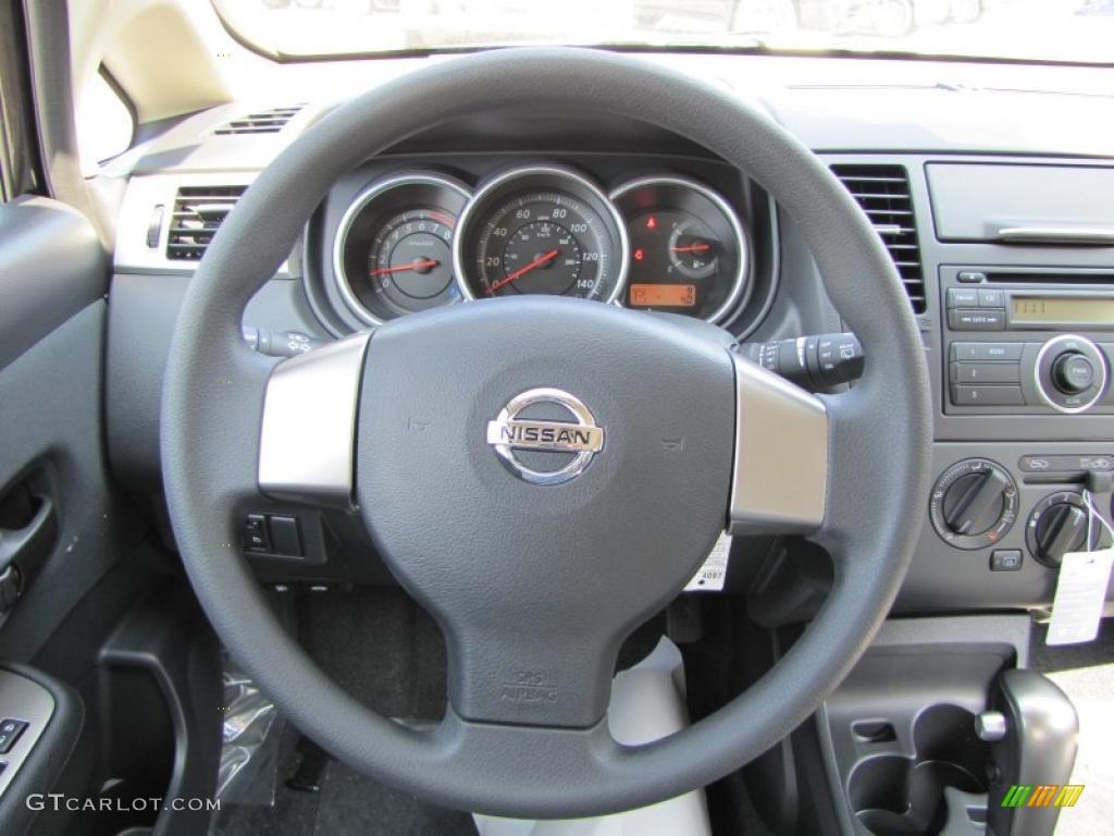 2011 Nissan Versa 1.8 S Hatchback Charcoal Steering Wheel Photo #48496512