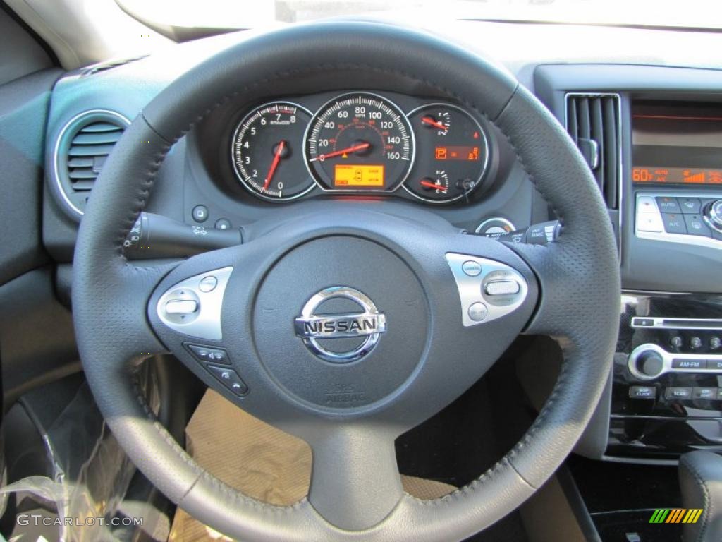 2011 Nissan Maxima 3.5 S Charcoal Steering Wheel Photo #48496645