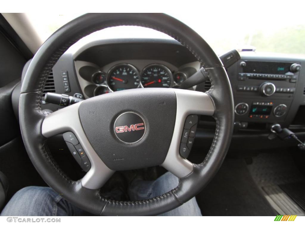 2009 GMC Sierra 1500 SLE Crew Cab Ebony Steering Wheel Photo #48499948