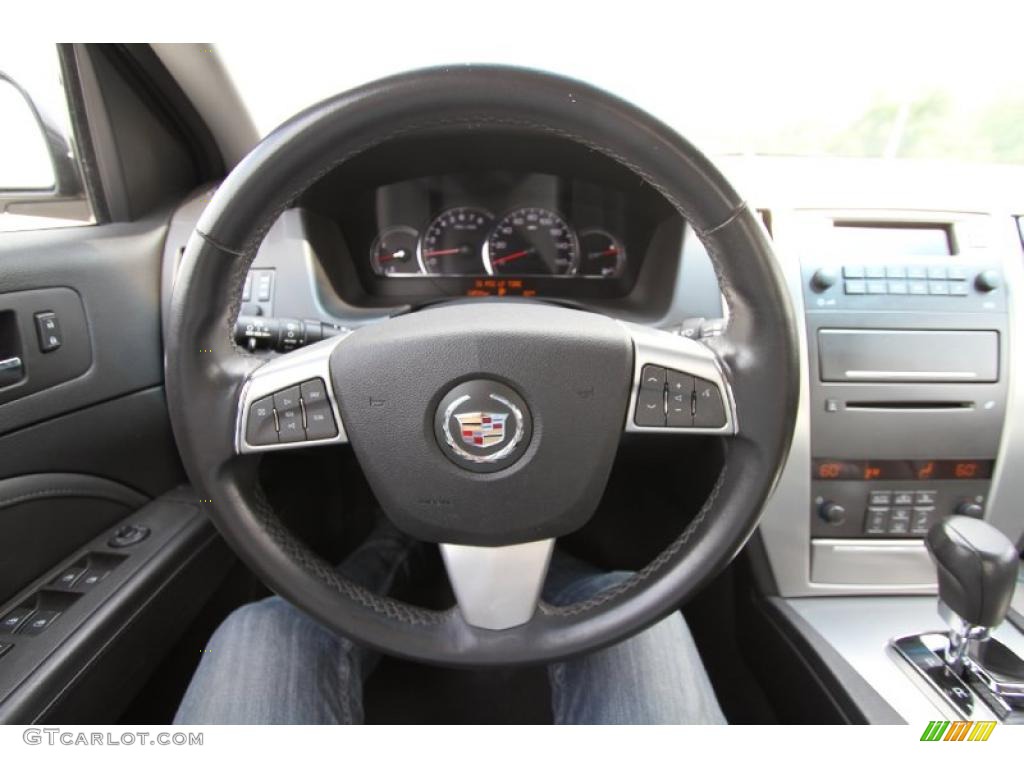 2008 Cadillac STS V6 Ebony Steering Wheel Photo #48501199