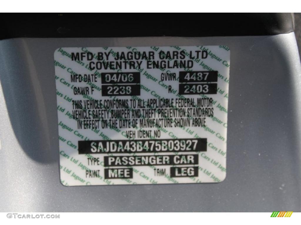 2007 XK Color Code MEE for Liquid Silver Metallic Photo #48504516