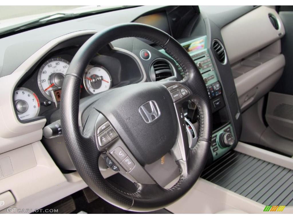 2010 Honda Pilot Touring 4WD Gray Steering Wheel Photo #48509101
