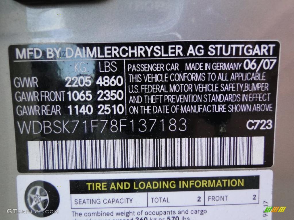 2008 SL Color Code 723 for Pewter Metallic Photo #48516352
