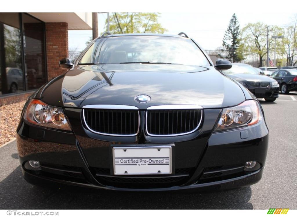 2008 3 Series 328xi Wagon - Jet Black / Beige photo #2