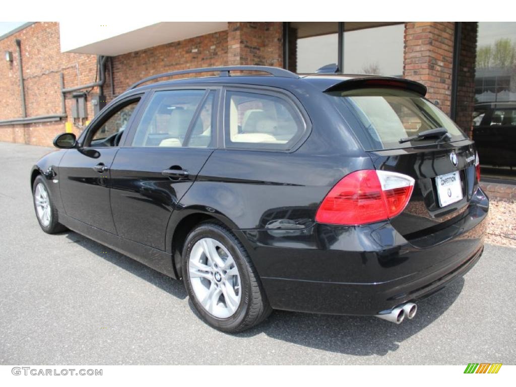 2008 3 Series 328xi Wagon - Jet Black / Beige photo #4