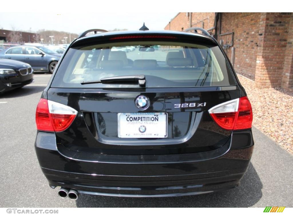 2008 3 Series 328xi Wagon - Jet Black / Beige photo #5