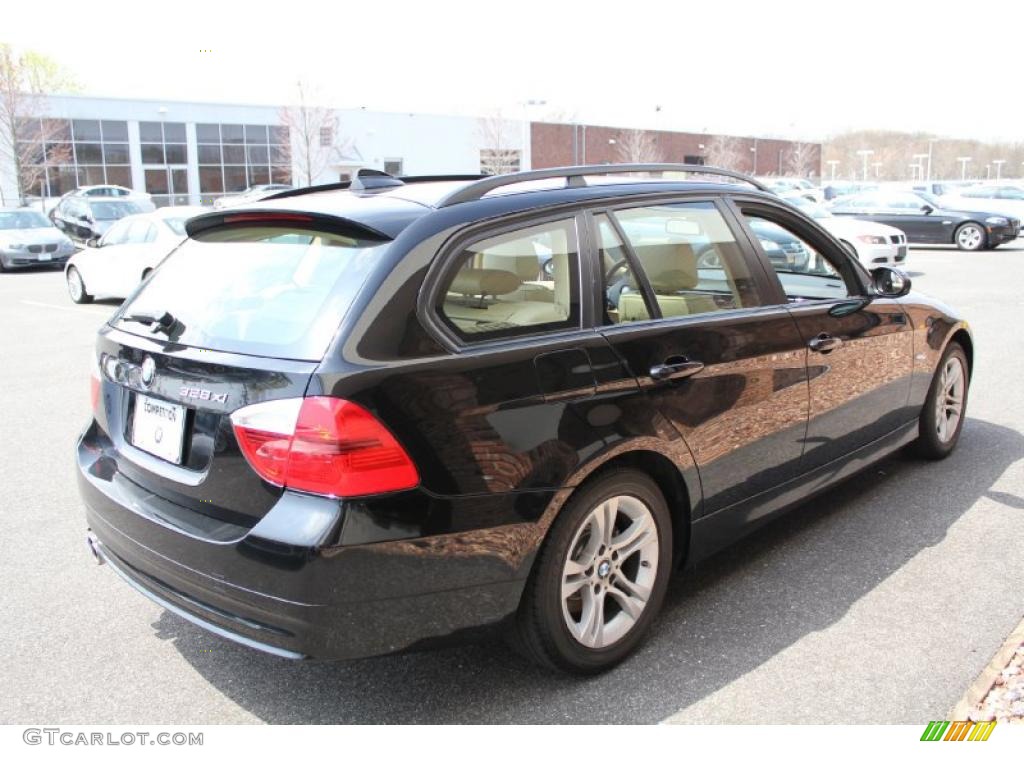 2008 3 Series 328xi Wagon - Jet Black / Beige photo #6