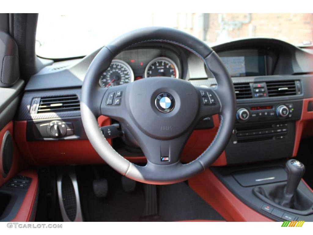 2008 BMW M3 Sedan Fox Red Steering Wheel Photo #48518386