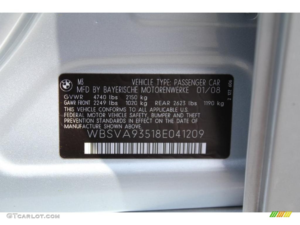 2008 BMW M3 Sedan Info Tag Photo #48518431