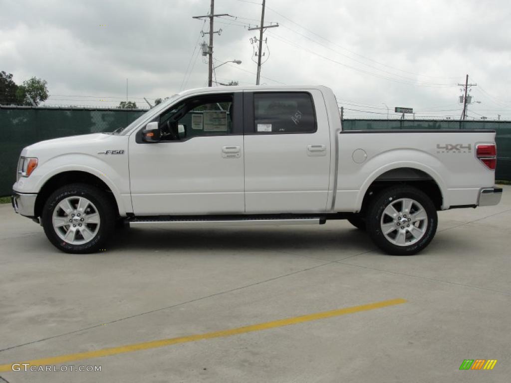 2011 F150 Lariat SuperCrew 4x4 - White Platinum Metallic Tri-Coat / Black photo #6