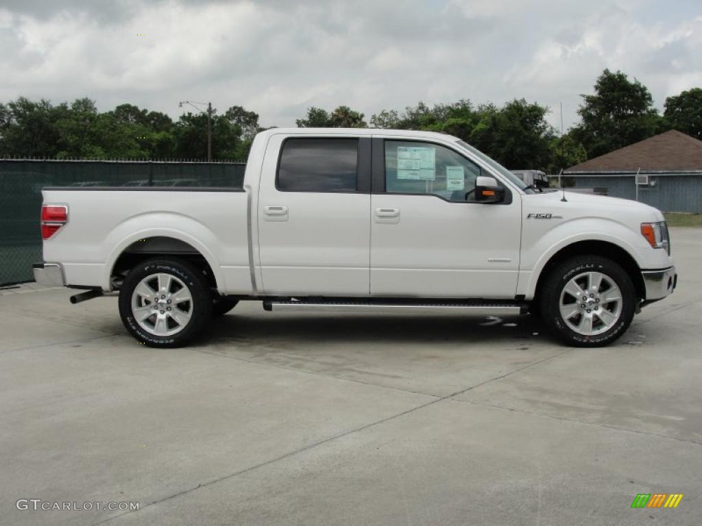 2011 F150 Lariat SuperCrew - White Platinum Metallic Tri-Coat / Pale Adobe photo #2