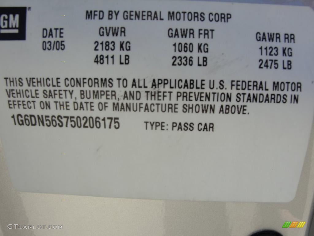 2005 Cadillac CTS -V Series Info Tag Photo #48536807