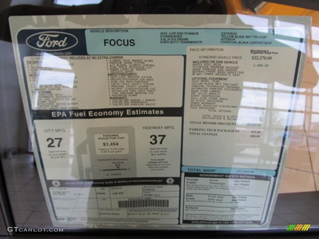 2012 Ford Focus Titanium Sedan Window Sticker Photo #48547199