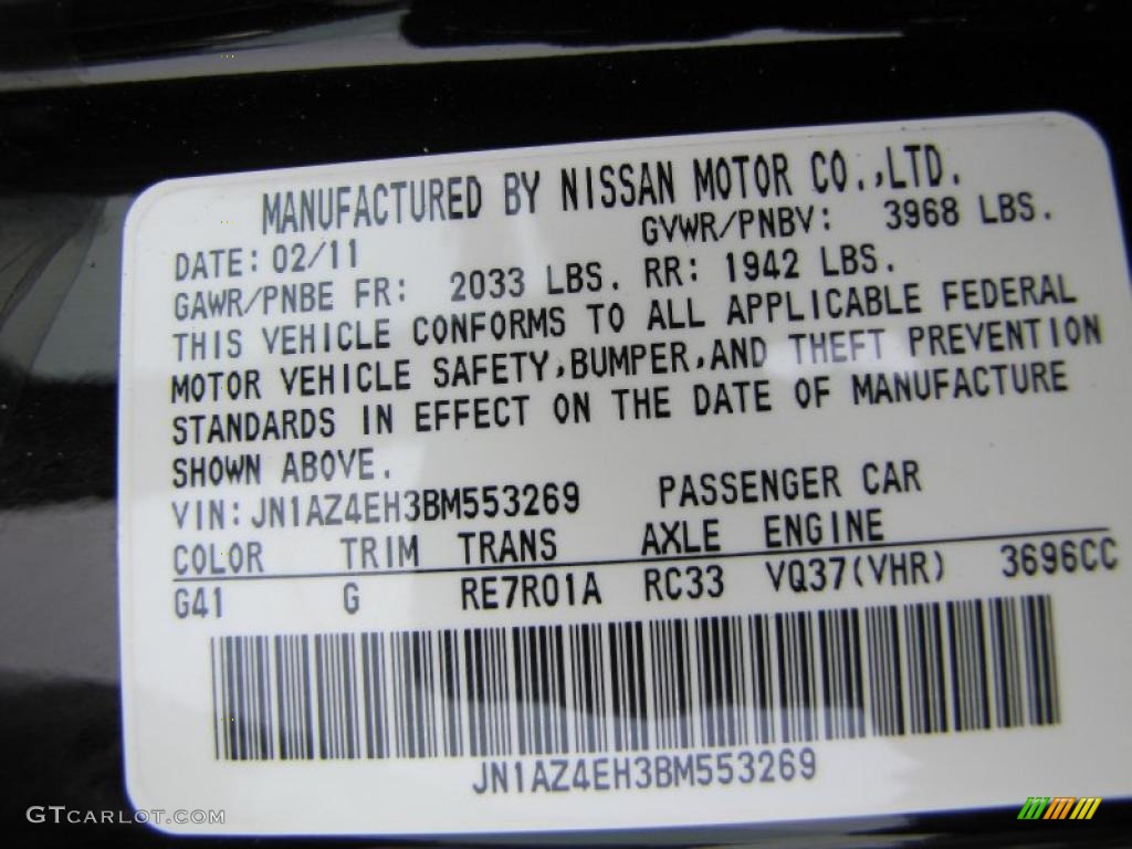 2011 370Z Color Code G41 for Magnetic Black Photo #48551810