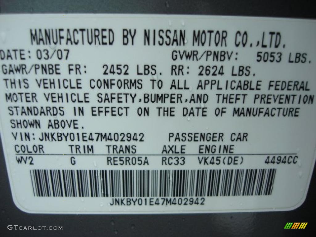 2007 M Color Code WV2 for Diamond Graphite Metallic Photo #48559661