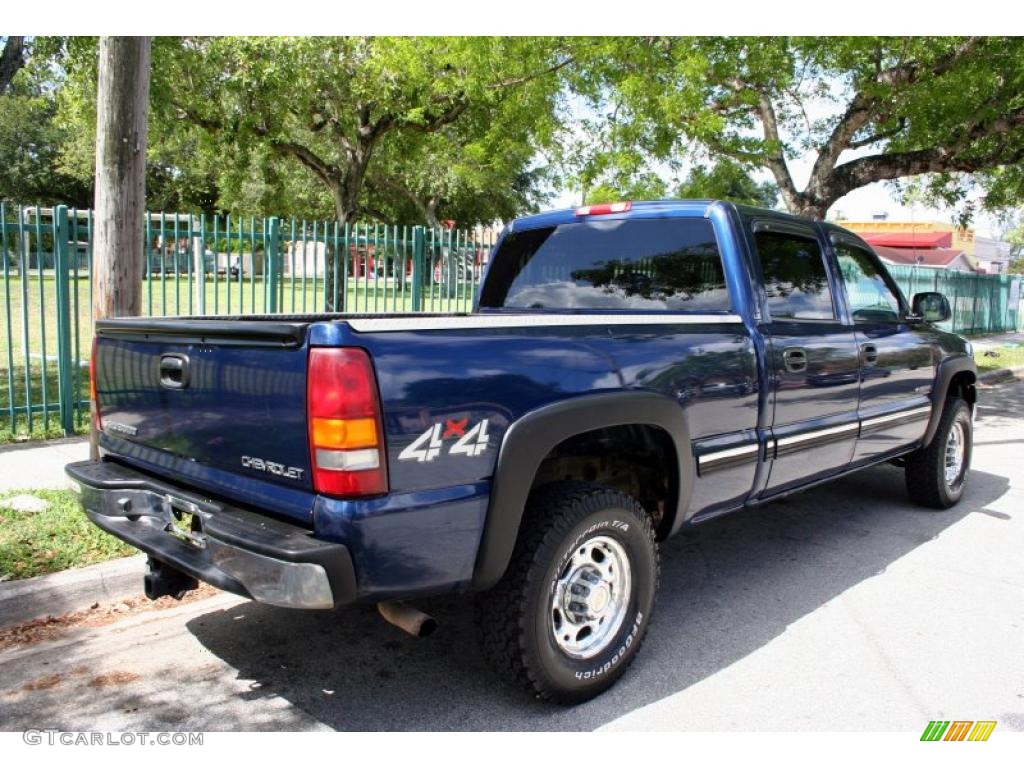 Indigo Blue Metallic 2002 Chevrolet Silverado 1500 LS Crew Cab 4x4 Exterior Photo #48568895