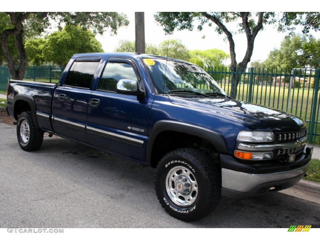 2002 Silverado 1500 LS Crew Cab 4x4 - Indigo Blue Metallic / Tan photo #12