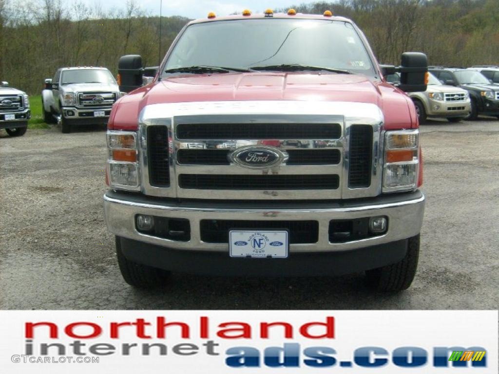 2010 F350 Super Duty FX4 Crew Cab 4x4 - Vermillion Red / Medium Stone photo #3