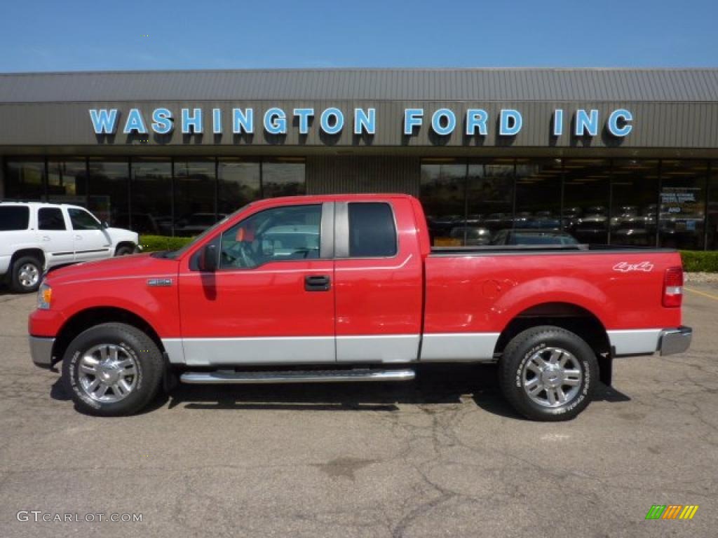 2007 F150 XLT SuperCab 4x4 - Bright Red / Medium Flint photo #1