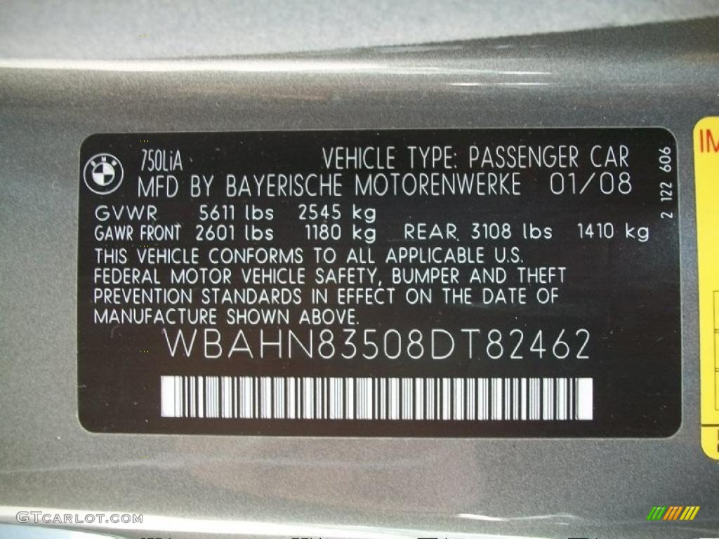 2008 7 Series 750Li Sedan - Sterling Grey Metallic / Flannel Grey photo #33