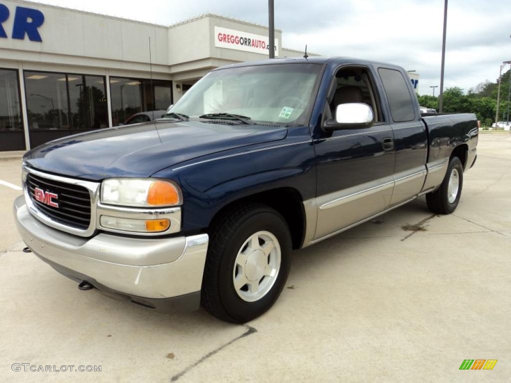 2002 Sierra 1500 SLE Extended Cab - Indigo Blue Metallic / Neutral photo #1