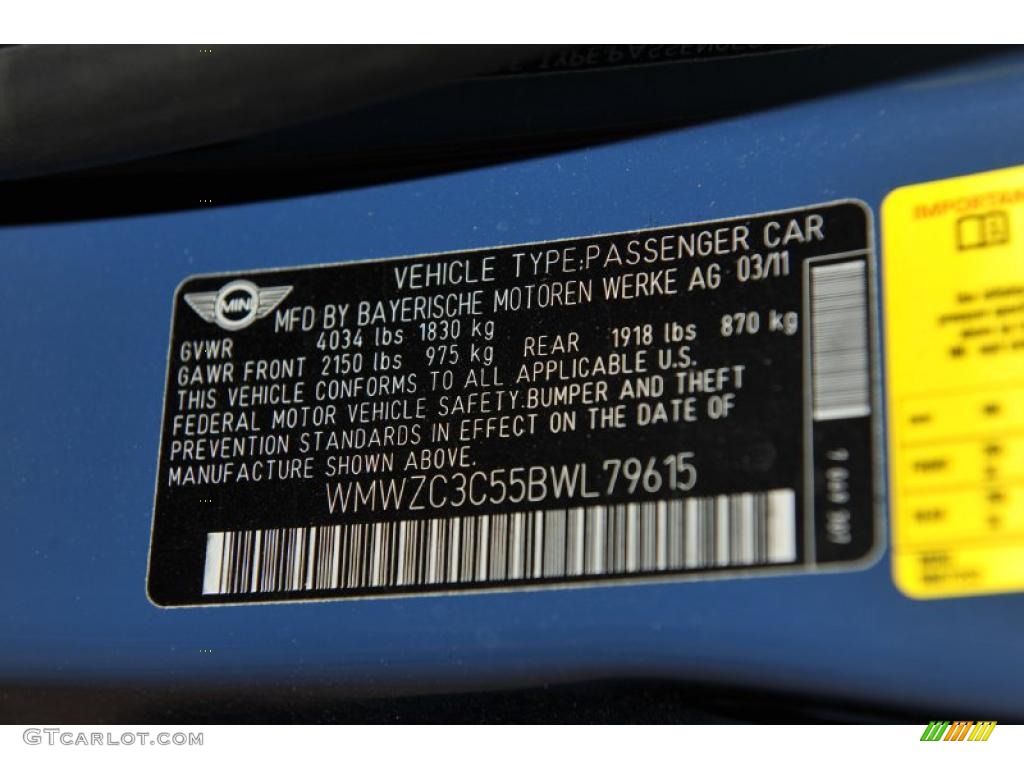 2011 Mini Cooper S Countryman Info Tag Photos