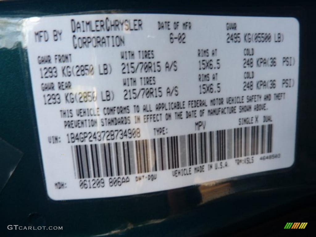 2002 Grand Caravan SE - Aquamarine Metallic / Taupe photo #13