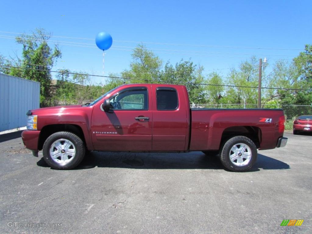 Deep Ruby Metallic 2008 Chevrolet Silverado 1500 LT Extended Cab 4x4 Exterior Photo #48592987