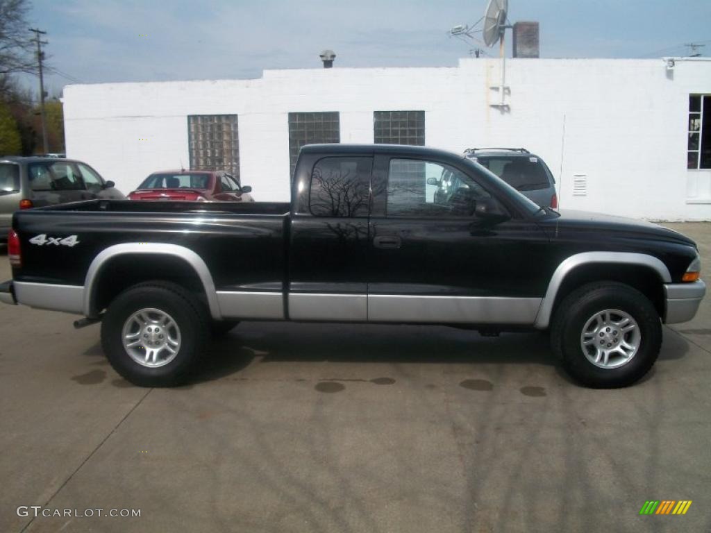 2003 Dakota SLT Club Cab 4x4 - Black / Dark Slate Gray photo #4