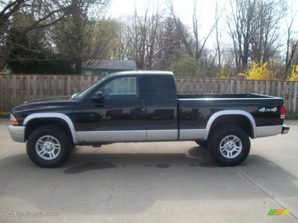 2003 Dakota SLT Club Cab 4x4 - Black / Dark Slate Gray photo #8