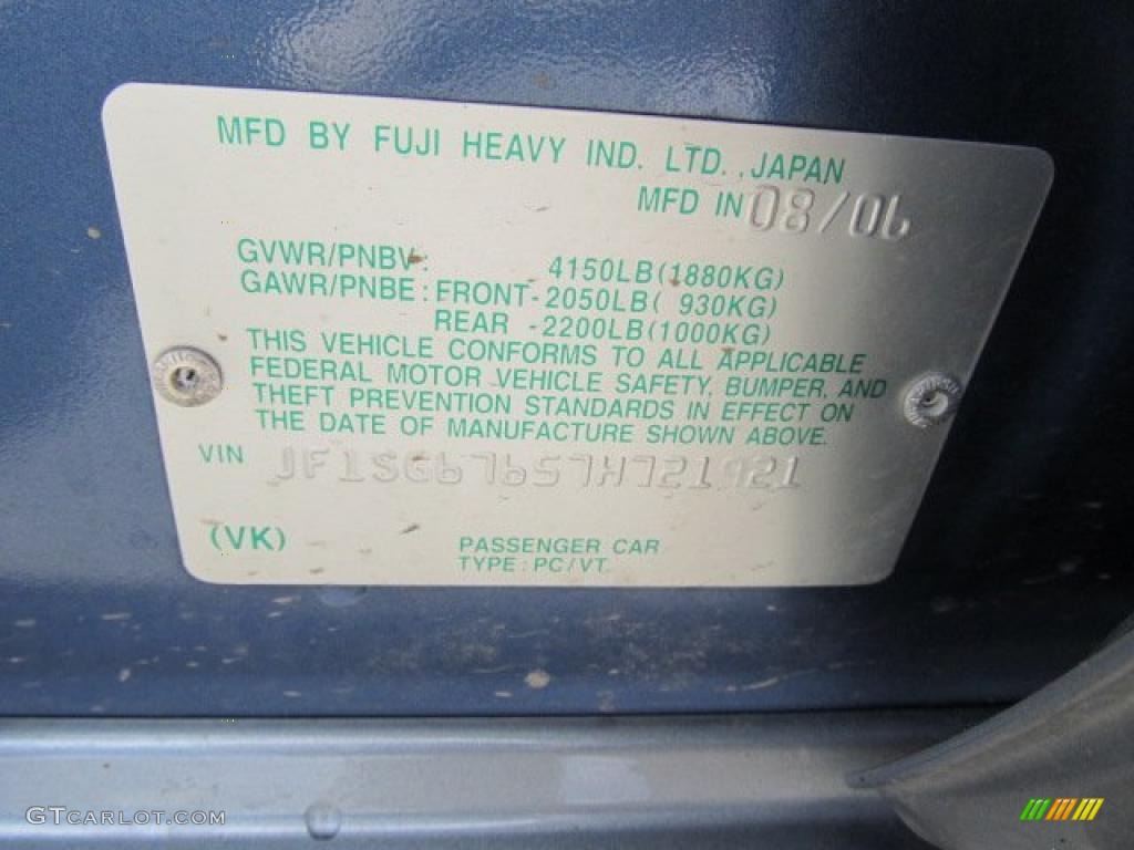 2007 Subaru Forester 2.5 X L.L.Bean Edition Info Tag Photos