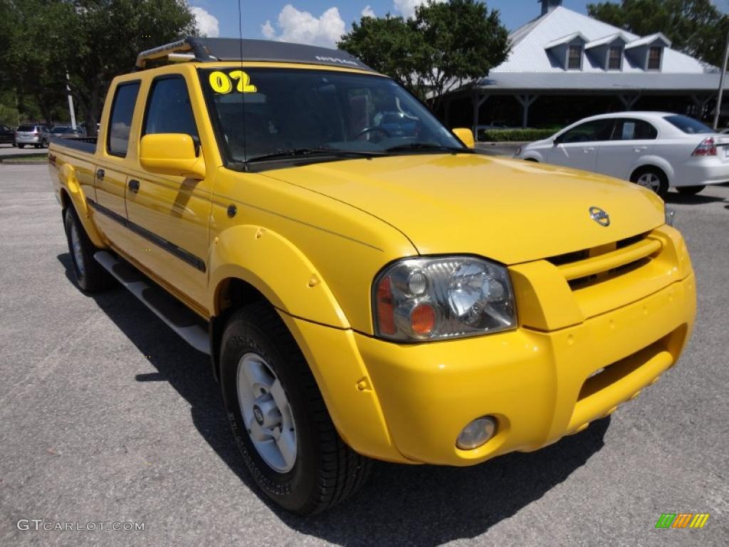 Solar Yellow 2002 Nissan Frontier SE Crew Cab 4x4 Exterior Photo #48602917