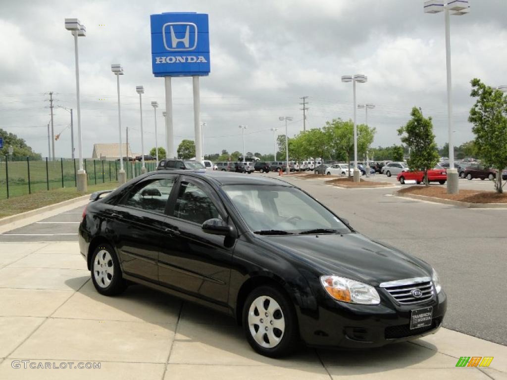 2008 Spectra EX Sedan - Black / Gray photo #2