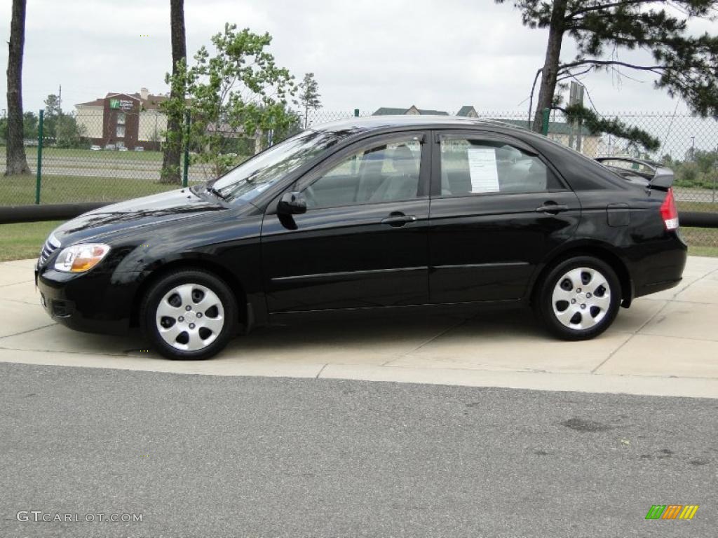 2008 Spectra EX Sedan - Black / Gray photo #8