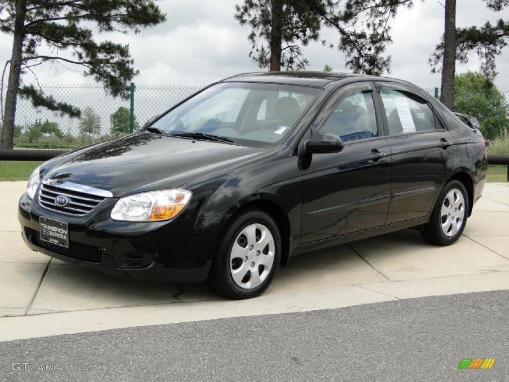 2008 Spectra EX Sedan - Black / Gray photo #10