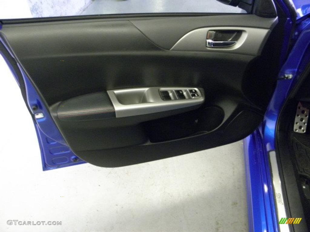 2010 Subaru Impreza WRX STi Black Alcantara/Carbon Black Leather Door Panel Photo #48612776