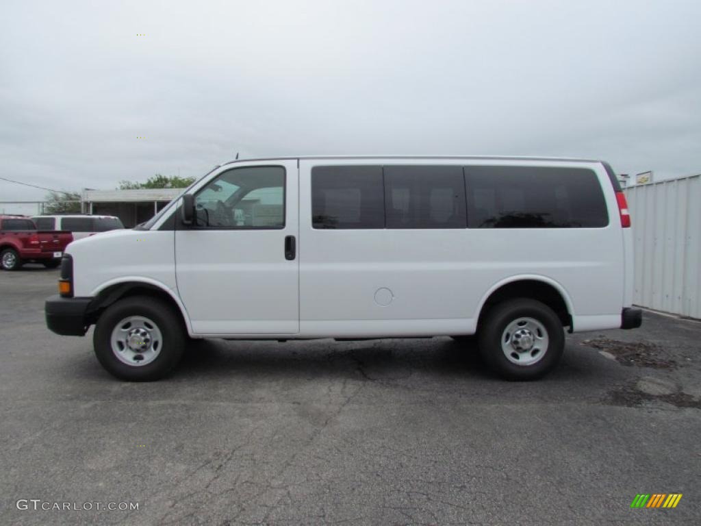 Summit White 2011 Chevrolet Express LS 3500 Passenger Van Exterior Photo #48616502