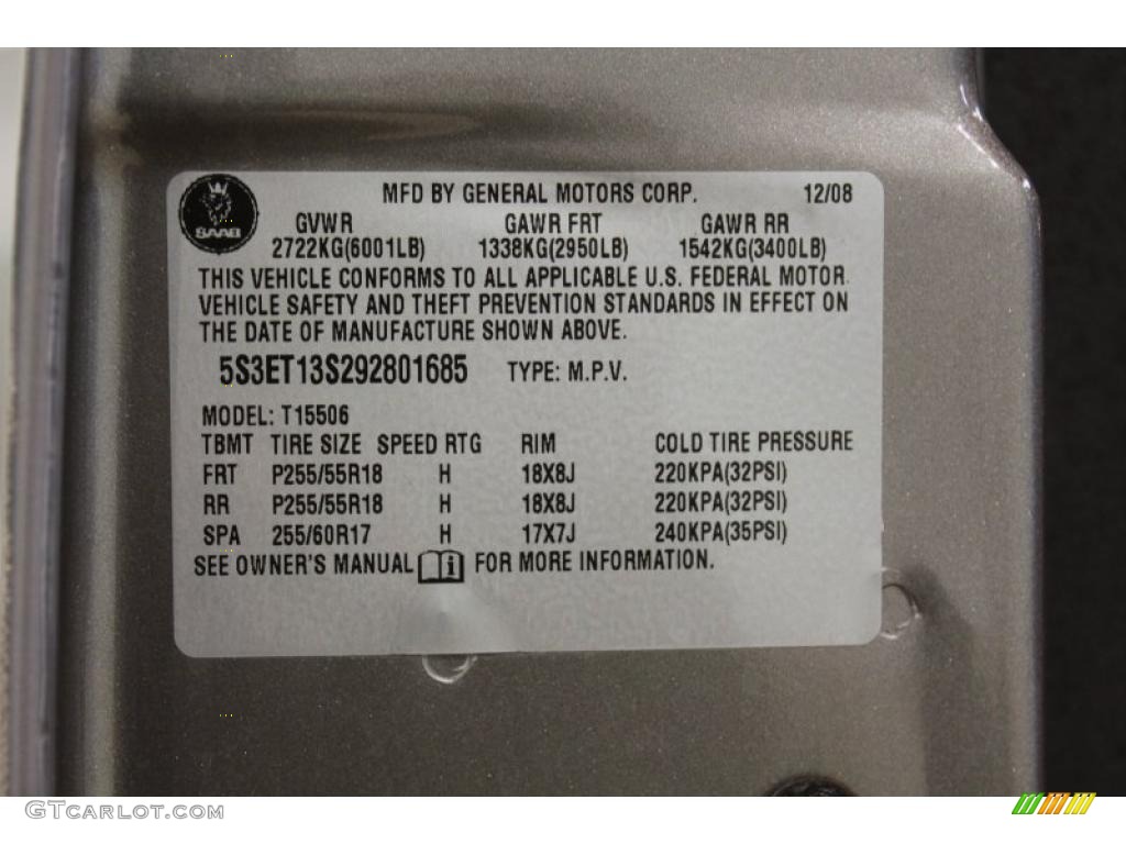 2009 Saab 9-7X 4.2i AWD Info Tag Photo #48626151