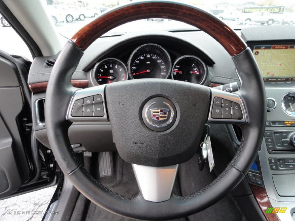 2010 Cadillac CTS 4 3.0 AWD Sedan Ebony Steering Wheel Photo #48629725