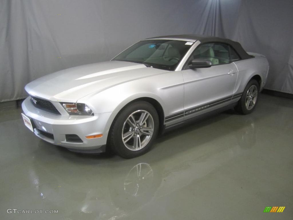 2010 Mustang V6 Premium Convertible - Brilliant Silver Metallic / Stone photo #1