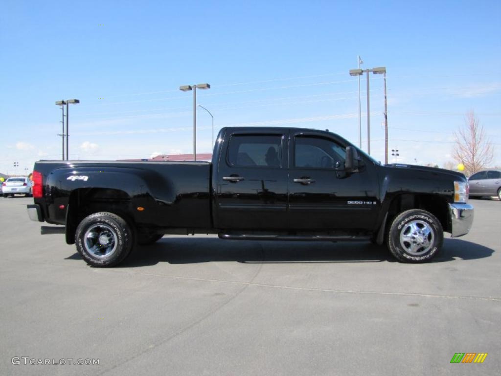 Black 2009 Chevrolet Silverado 3500HD LT Crew Cab 4x4 Dually Exterior Photo #48631244