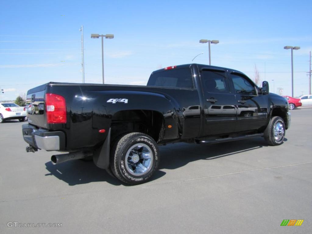 Black 2009 Chevrolet Silverado 3500HD LT Crew Cab 4x4 Dually Exterior Photo #48631255