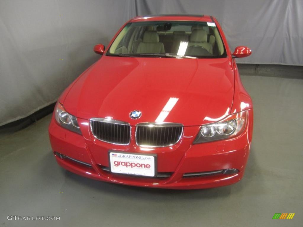 2008 3 Series 328xi Sedan - Crimson Red / Beige photo #2